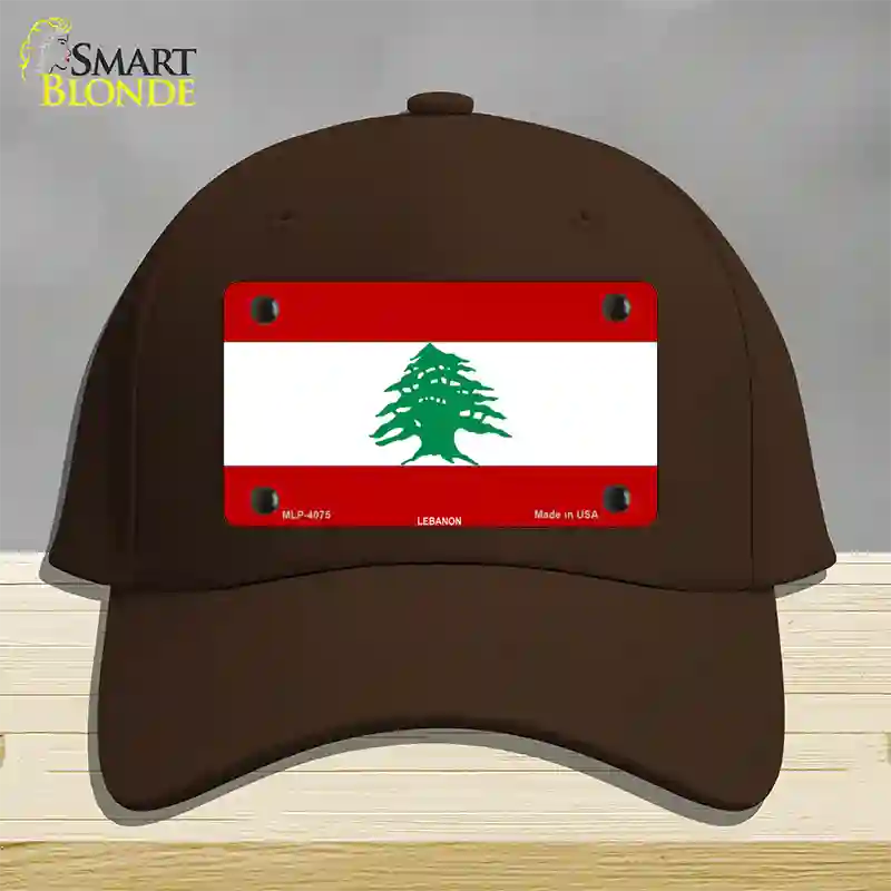 Lebanon Flag Novelty License Plate Hat Cotton / Dark Brown