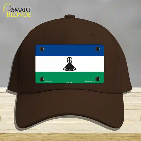 Lesotho Flag Novelty License Plate Hat Cotton / Dark Brown