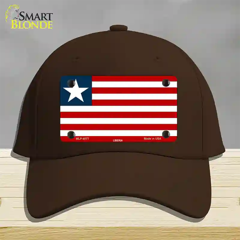 Liberia Flag Novelty License Plate Hat Cotton / Dark Brown