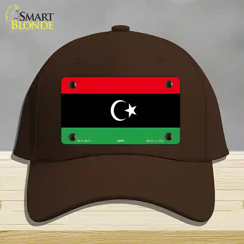 Libya Flag Novelty License Plate Hat Cotton / Dark Brown