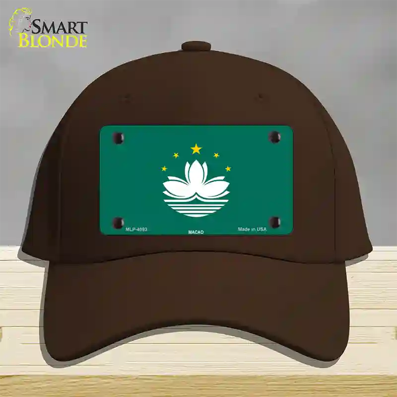 Macao Flag Novelty License Plate Hat Cotton / Dark Brown