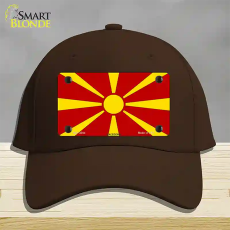 Macedonia Flag Novelty License Plate Hat Cotton / Dark Brown