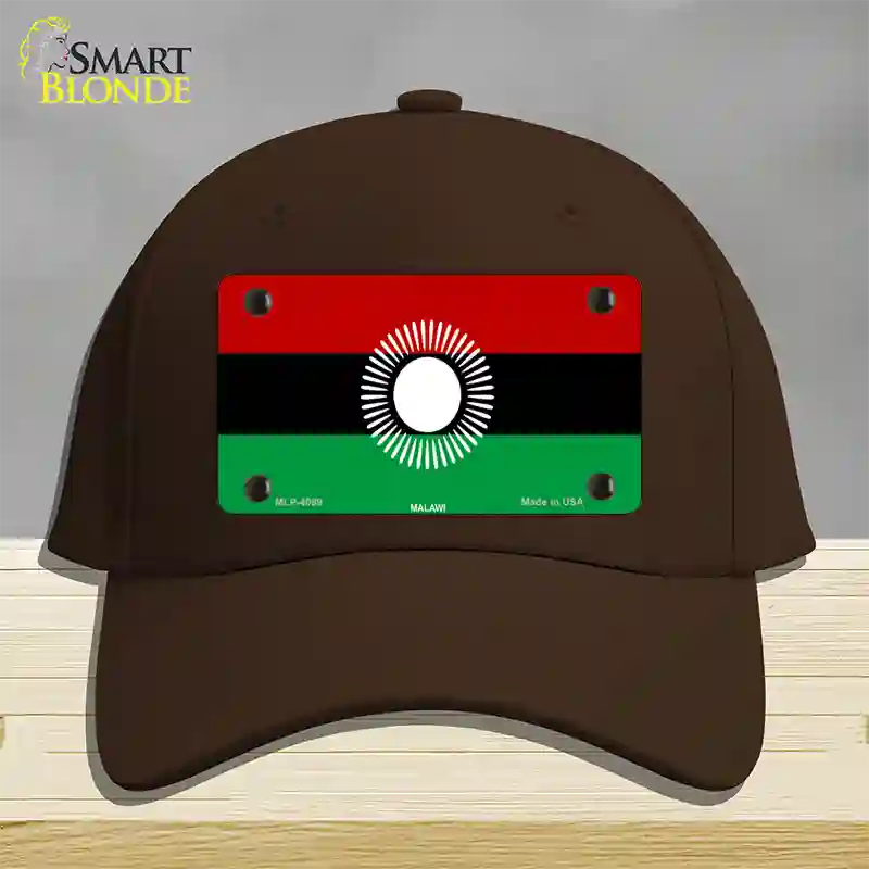 Malawi Flag Novelty License Plate Hat Cotton / Dark Brown