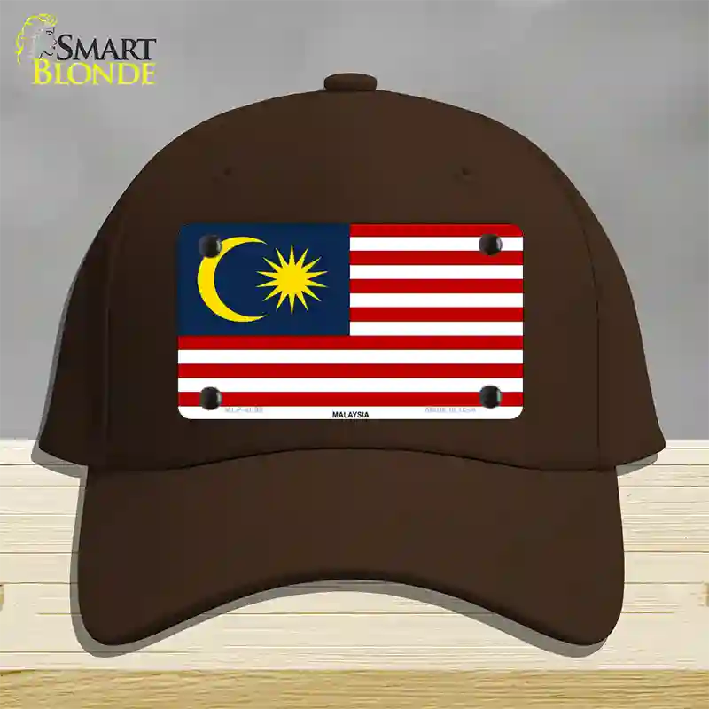 Malaysia Flag Novelty License Plate Hat Cotton / Dark Brown