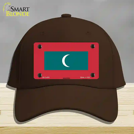 Maldives Flag Novelty License Plate Hat Cotton / Dark Brown