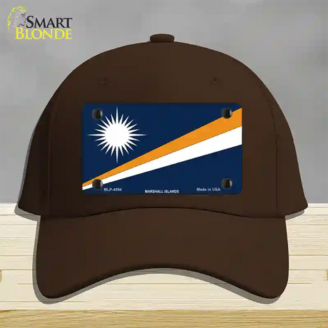 Marshall Islands Flag Novelty License Plate Hat Cotton / Dark Brown