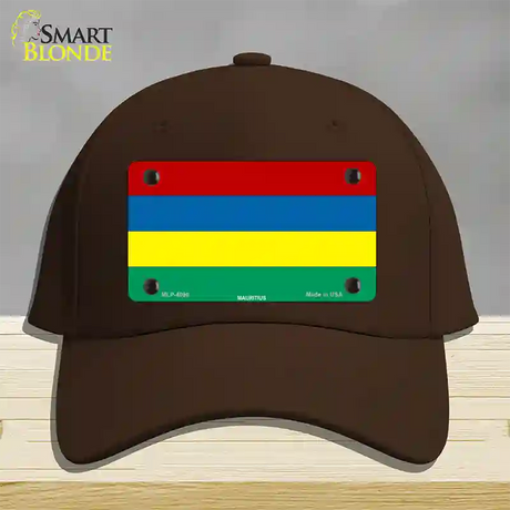 Mauritius Flag Novelty License Plate Hat Cotton / Dark Brown