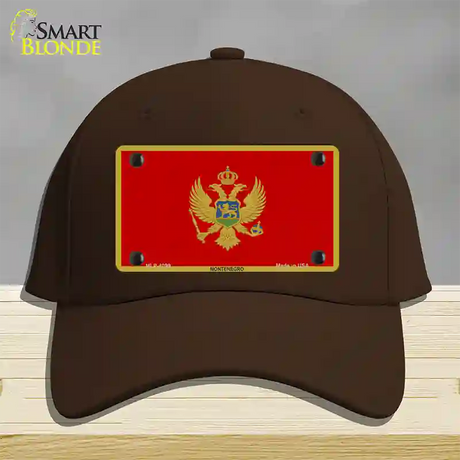 Montenegro Flag Novelty License Plate Hat Cotton / Dark Brown