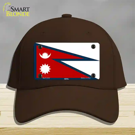 Nepal Flag Novelty License Plate Hat Cotton / Dark Brown