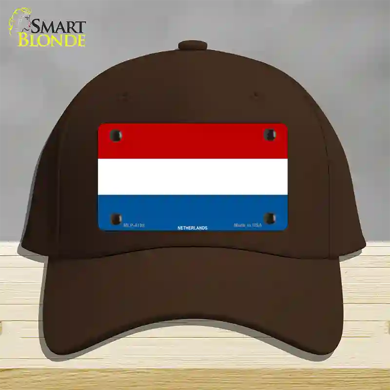 Netherlands Flag Novelty License Plate Hat Cotton / Dark Brown