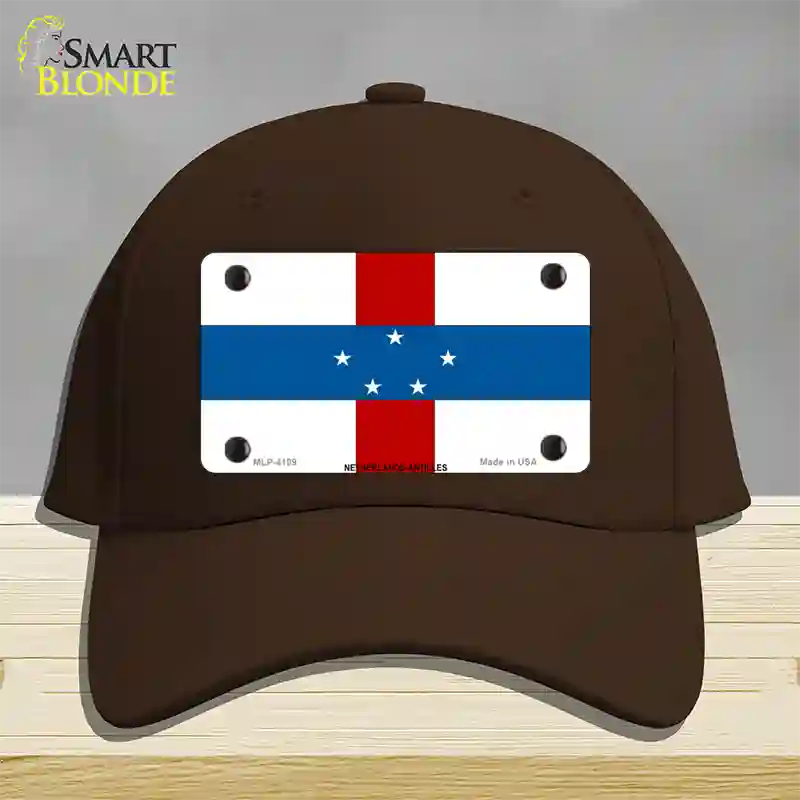 Netherlands Antilles Flag Novelty License Plate Hat Cotton / Dark Brown