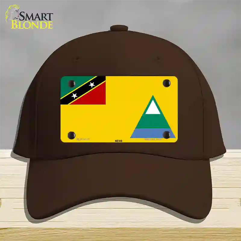 Nevis Flag Novelty License Plate Hat Cotton / Dark Brown