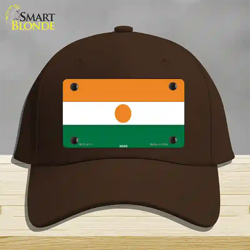 Niger Flag Novelty License Plate Hat Cotton / Dark Brown