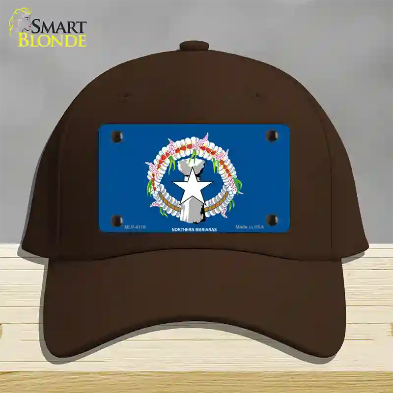 Northern Marianas Flag Novelty License Plate Hat Cotton / Dark Brown