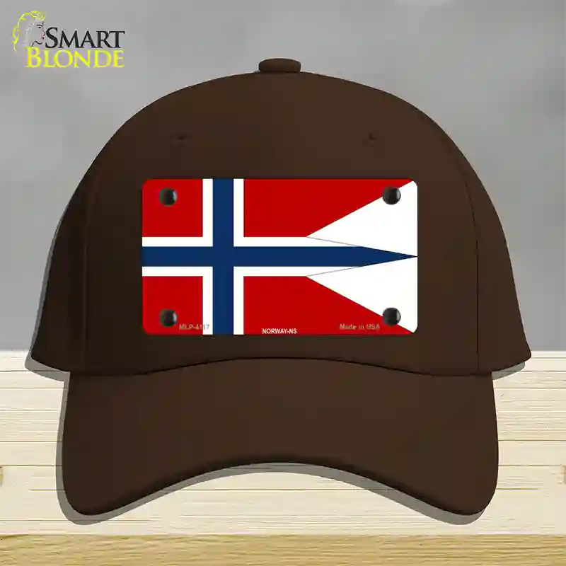 Norway-NS Flag Novelty License Plate Hat Cotton / Dark Brown