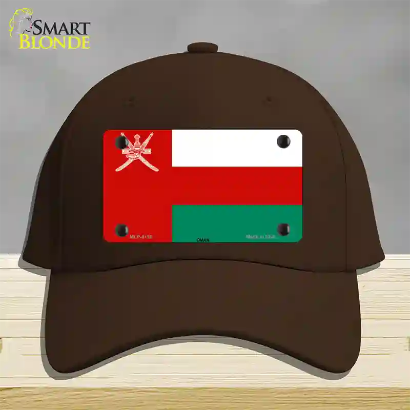 Oman Flag Novelty License Plate Hat Cotton / Dark Brown