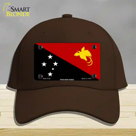 Papua New Guinea Flag Novelty License Plate Hat Cotton / Dark Brown