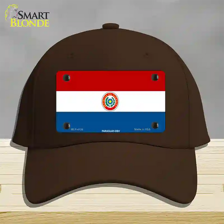 Paraguay-OBV Flag Novelty License Plate Hat Cotton / Dark Brown