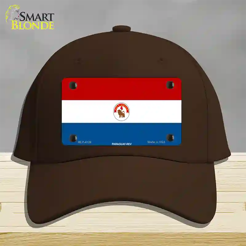 Paraguay-REV Flag Novelty License Plate Hat Cotton / Dark Brown