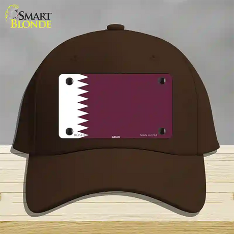 Qatar Flag Novelty License Plate Hat Cotton / Dark Brown