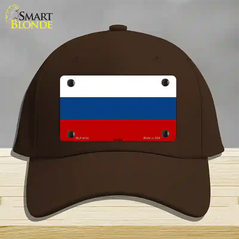 Russia Flag Novelty License Plate Hat Cotton / Dark Brown