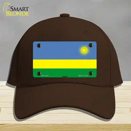 Rwanda Flag Novelty License Plate Hat Cotton / Dark Brown