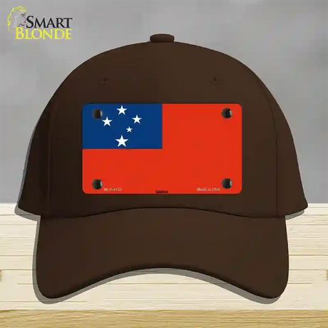 Samoa Flag Novelty License Plate Hat Cotton / Dark Brown