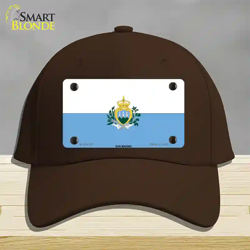 San Marino Flag Novelty License Plate Hat Cotton / Dark Brown