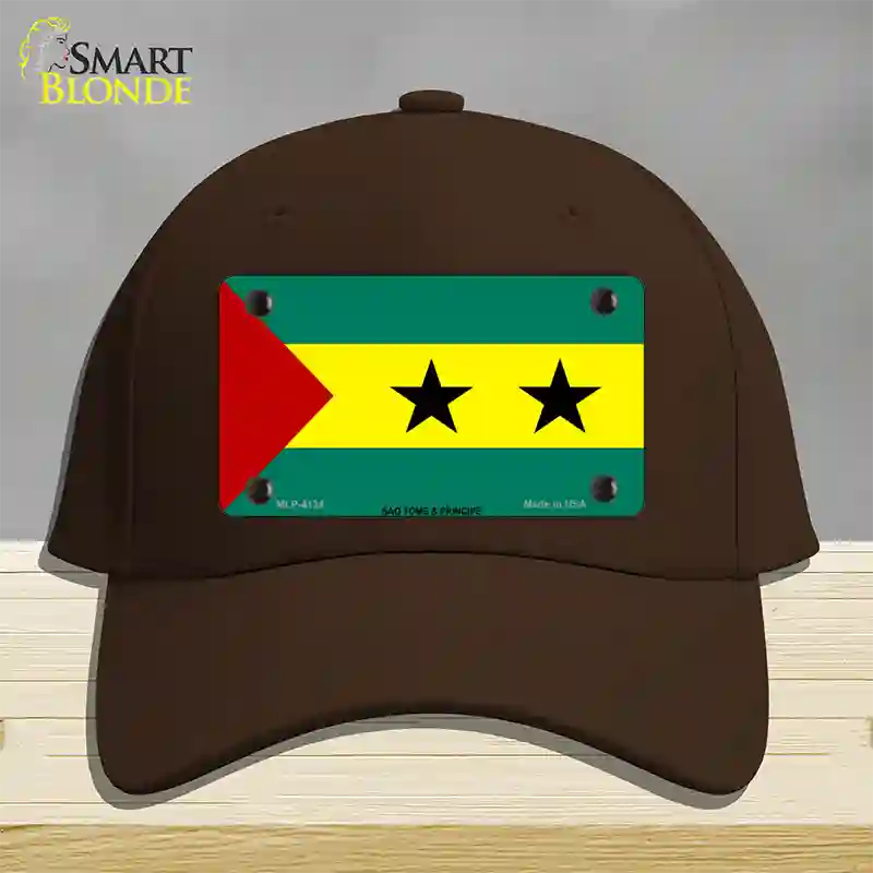 Sao Tome And Principe Flag Novelty License Plate Hat Cotton / Dark Brown