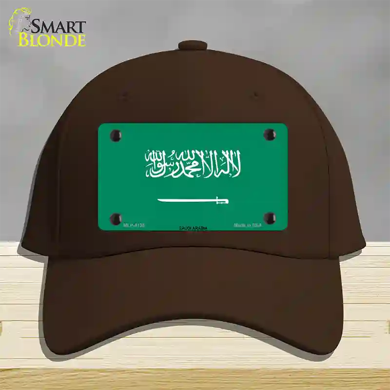 Saudi Arabia Flag Novelty License Plate Hat Cotton / Dark Brown