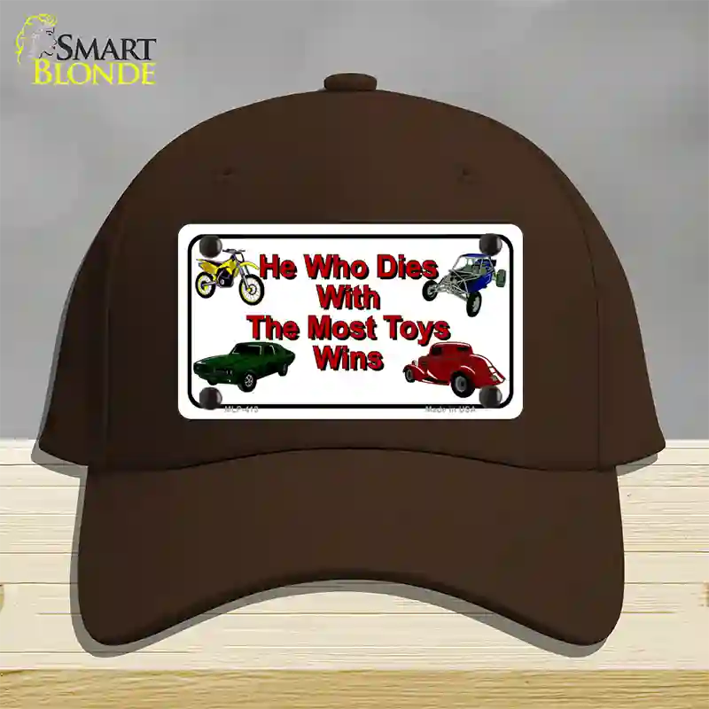 He With The Most Toys Wins Novelty License Plate Hat Cotton / Dark Brown