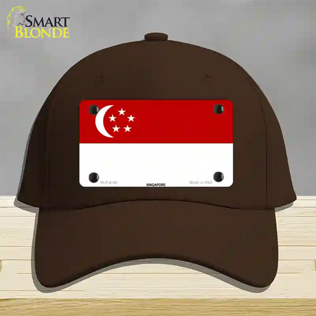 Singapore Flag Novelty License Plate Hat Cotton / Dark Brown