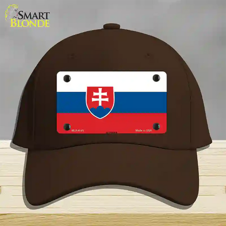 Slovakia Flag Novelty License Plate Hat Cotton / Dark Brown