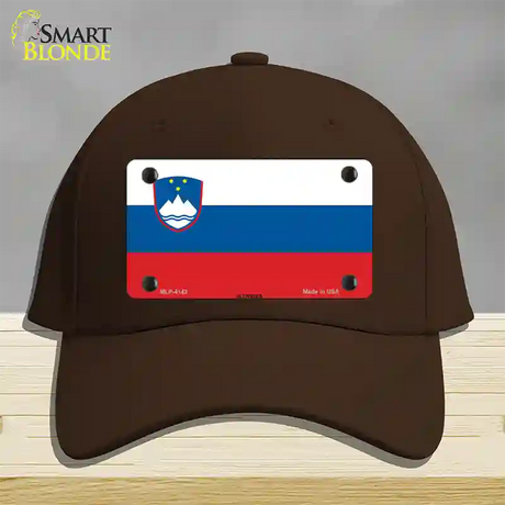 Slovenia Flag Novelty License Plate Hat Cotton / Dark Brown