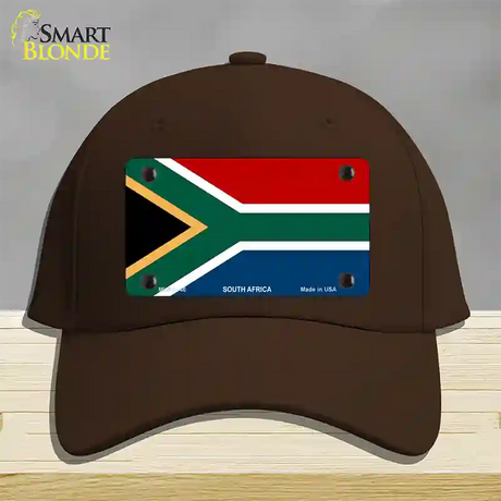 South Africa Flag Novelty License Plate Hat Cotton / Dark Brown