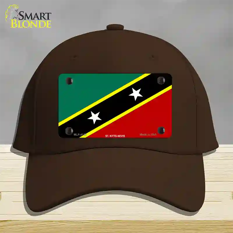 St Kitts-Nevis Flag Novelty License Plate Hat Cotton / Dark Brown