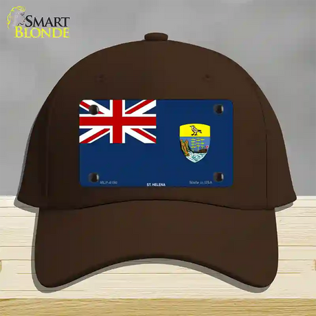 St Helena Flag Novelty License Plate Hat Cotton / Dark Brown