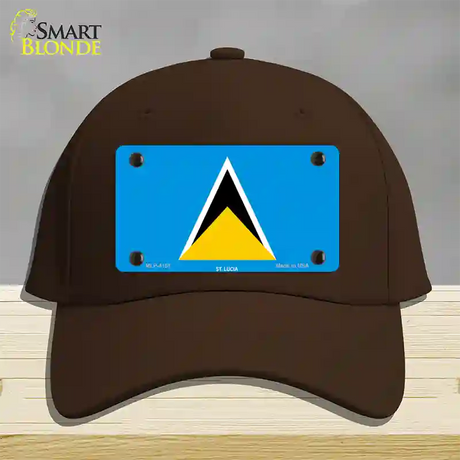 St Lucia Flag Novelty License Plate Hat Cotton / Dark Brown