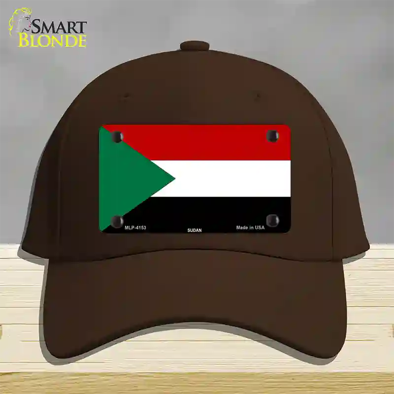 Sudan Flag Novelty License Plate Hat Cotton / Dark Brown