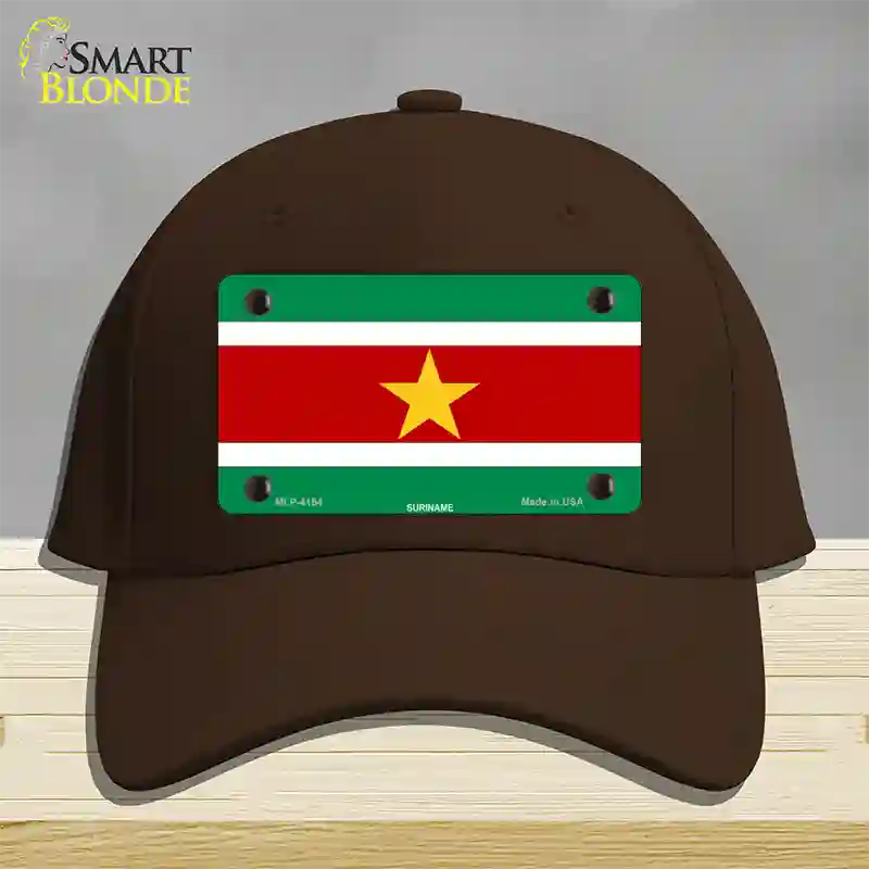 Suriname Flag Novelty License Plate Hat Cotton / Dark Brown