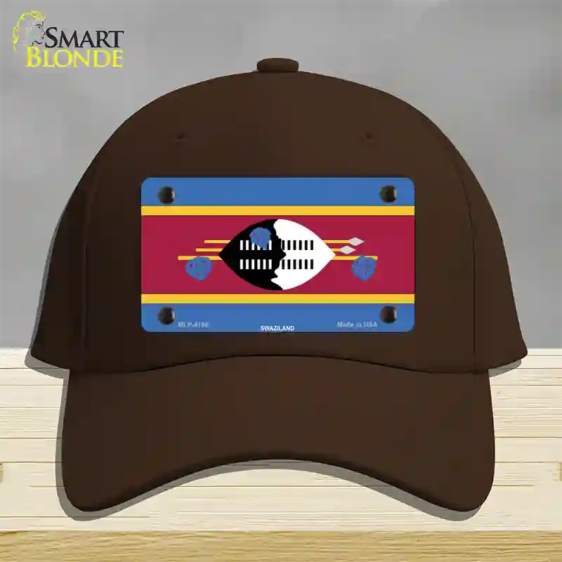 Swaziland Flag Novelty License Plate Hat Cotton / Dark Brown