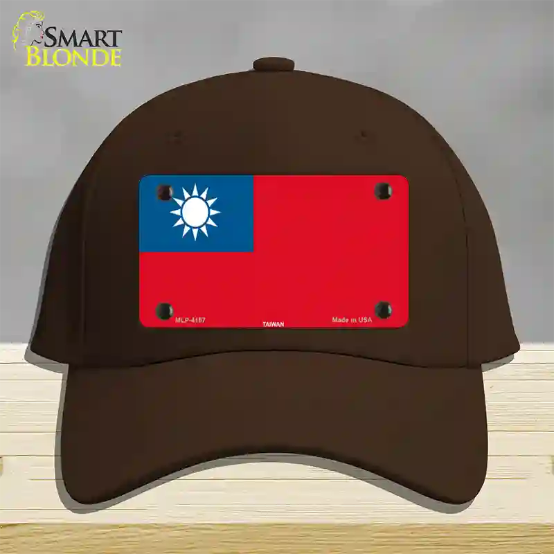 Taiwan Flag Novelty License Plate Hat Cotton / Dark Brown