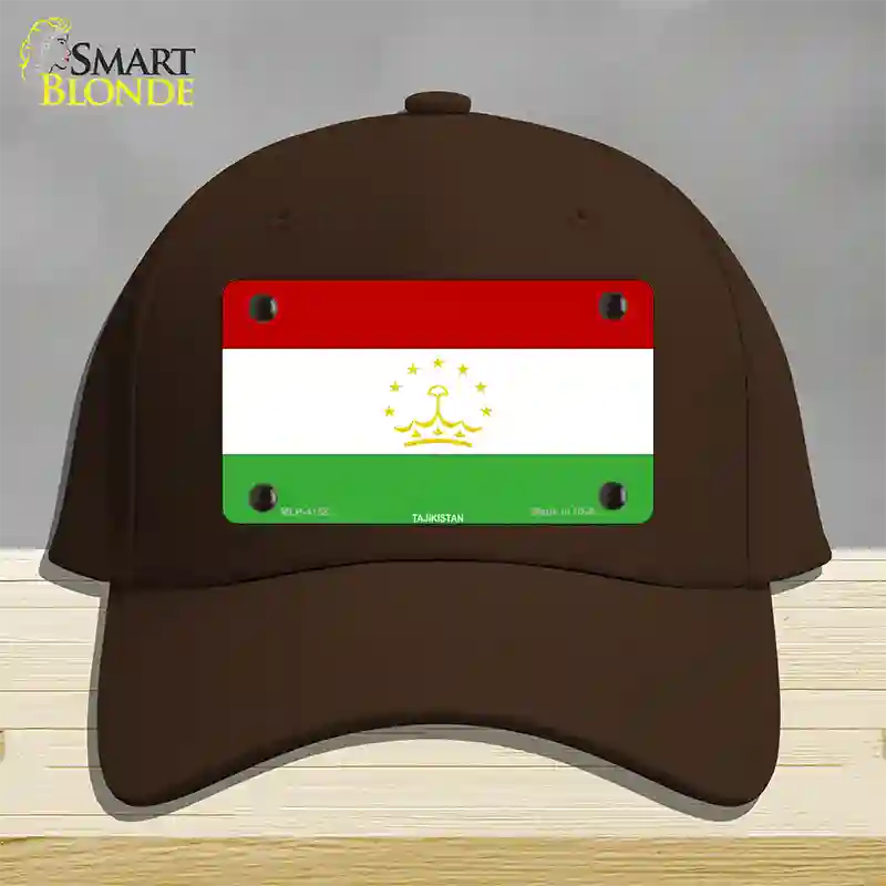 Tajikistan Flag Novelty License Plate Hat Cotton / Dark Brown