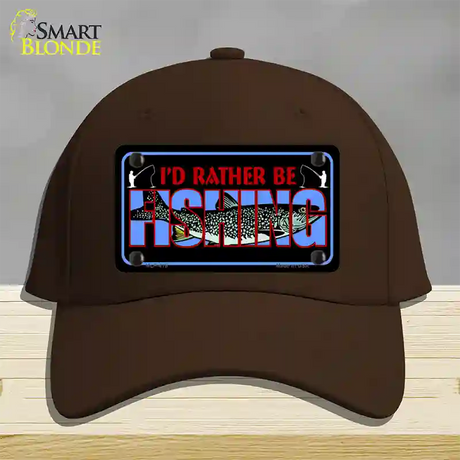 Rather Be Fishing Novelty License Plate Hat Cotton / Dark Brown