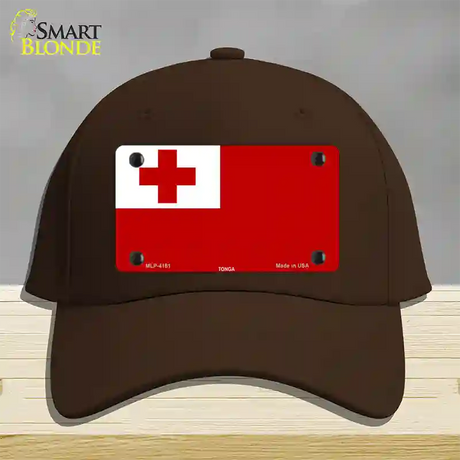 Tonga Flag Novelty License Plate Hat Cotton / Dark Brown