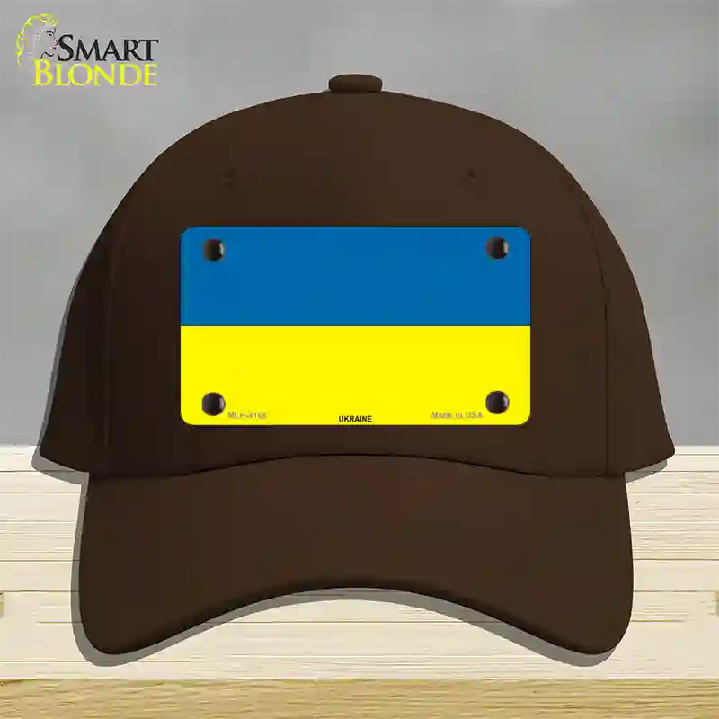 Ukraine Flag Novelty License Plate Hat Cotton / Dark Brown