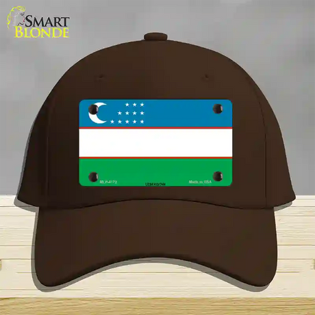 Uzbe Kistan Flag Novelty License Plate Hat Cotton / Dark Brown