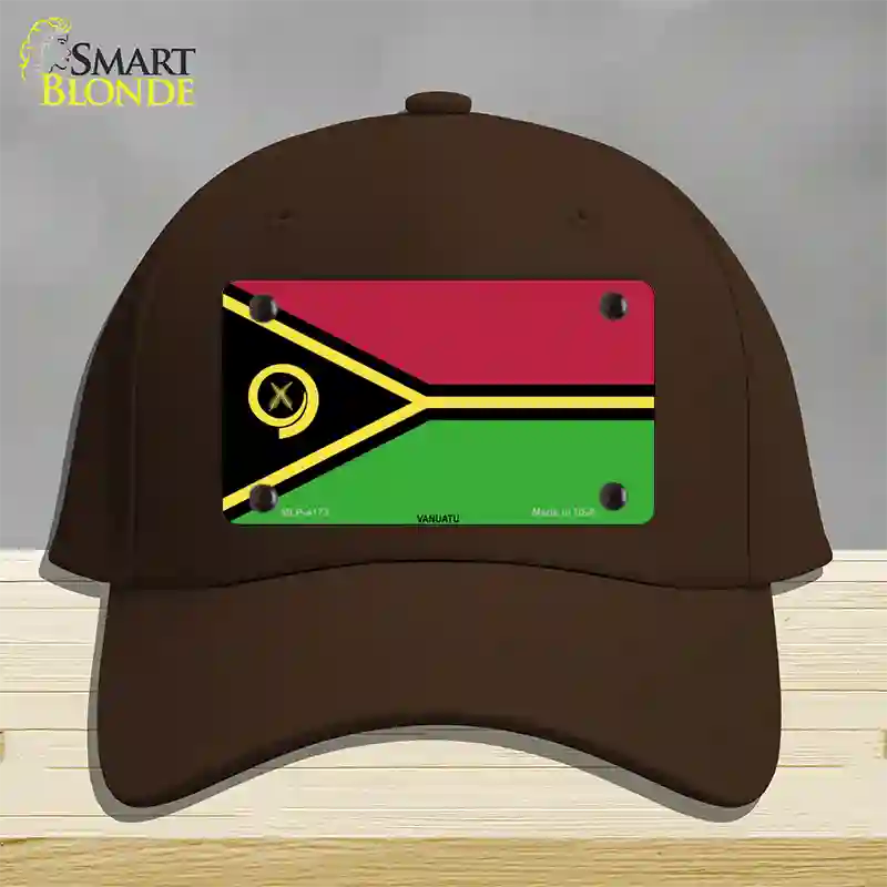 Vanuatu Flag Novelty License Plate Hat Cotton / Dark Brown