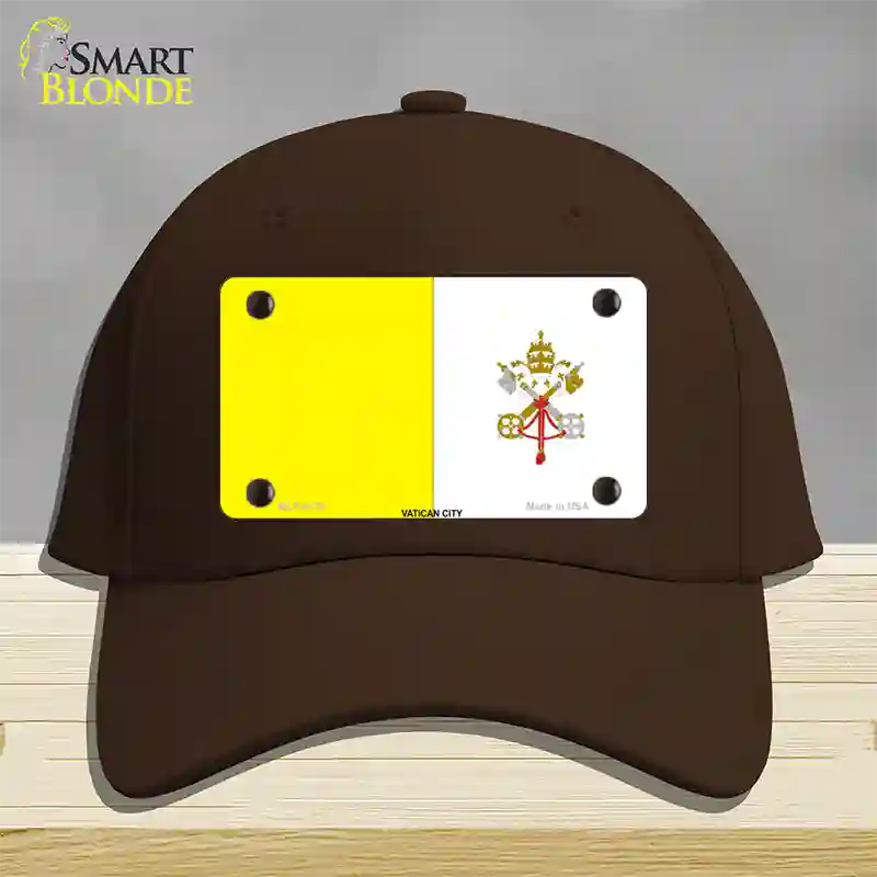 Vatican City Flag Novelty License Plate Hat Cotton / Dark Brown