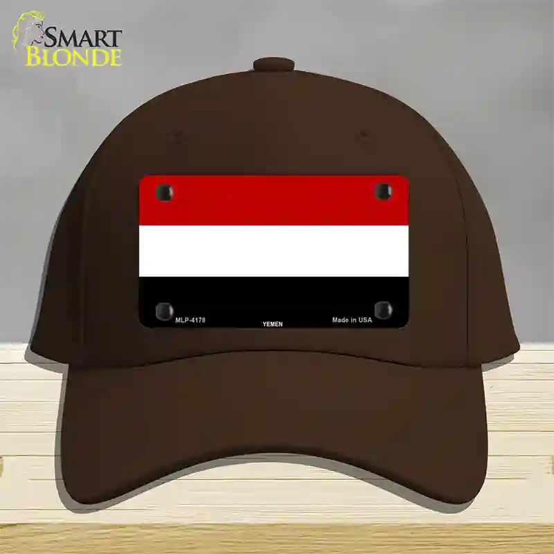 Yemen Flag Novelty License Plate Hat Cotton / Dark Brown